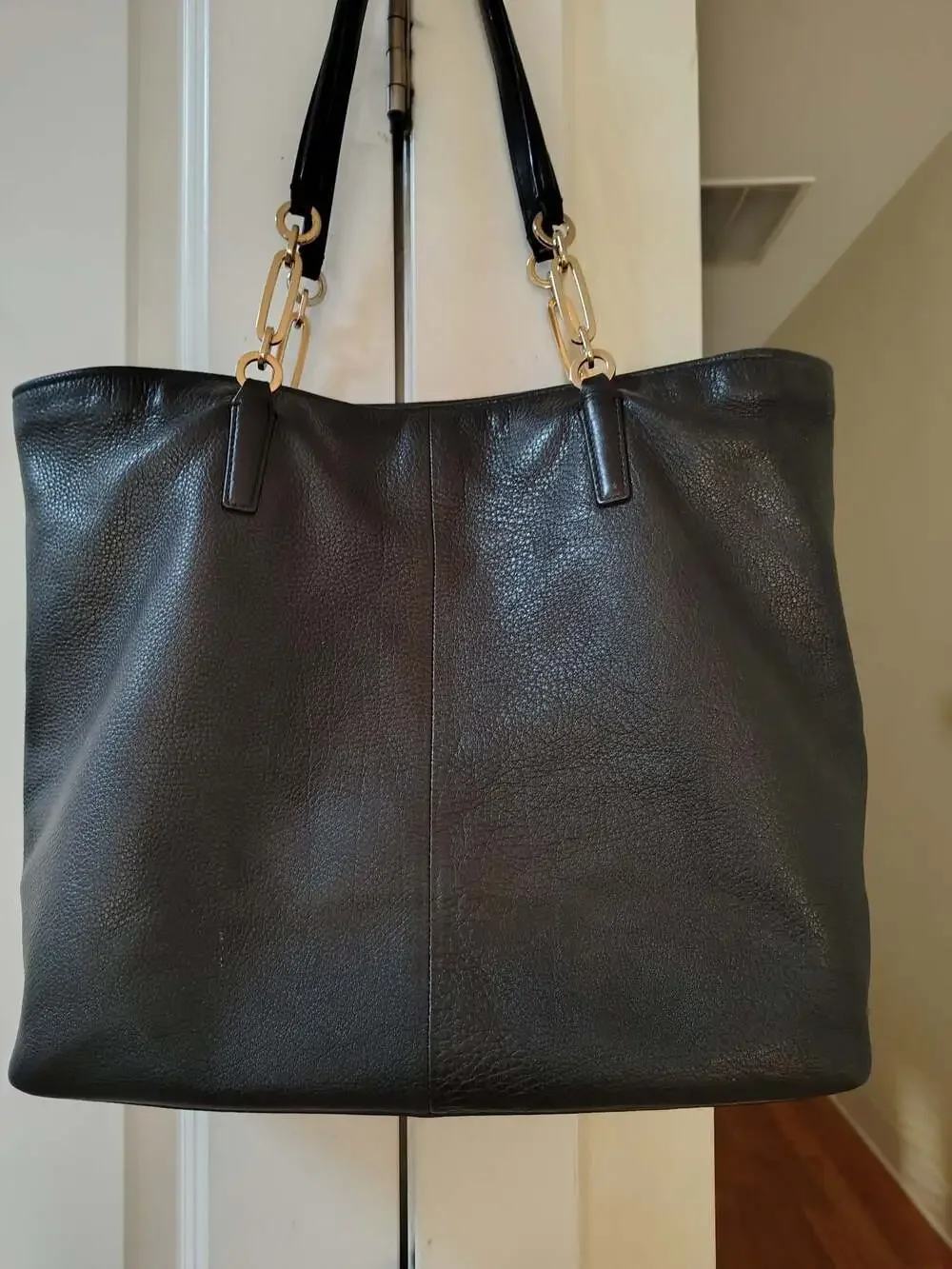 Vintage Coach Madison East West Tote 26769 Black Pebbled Leather Shoulder Bag